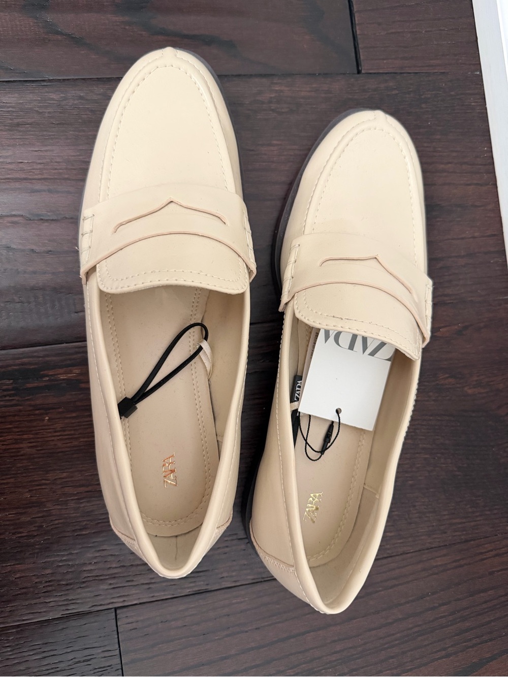 Zara Beige Penny Loafers - Brand New With Tags